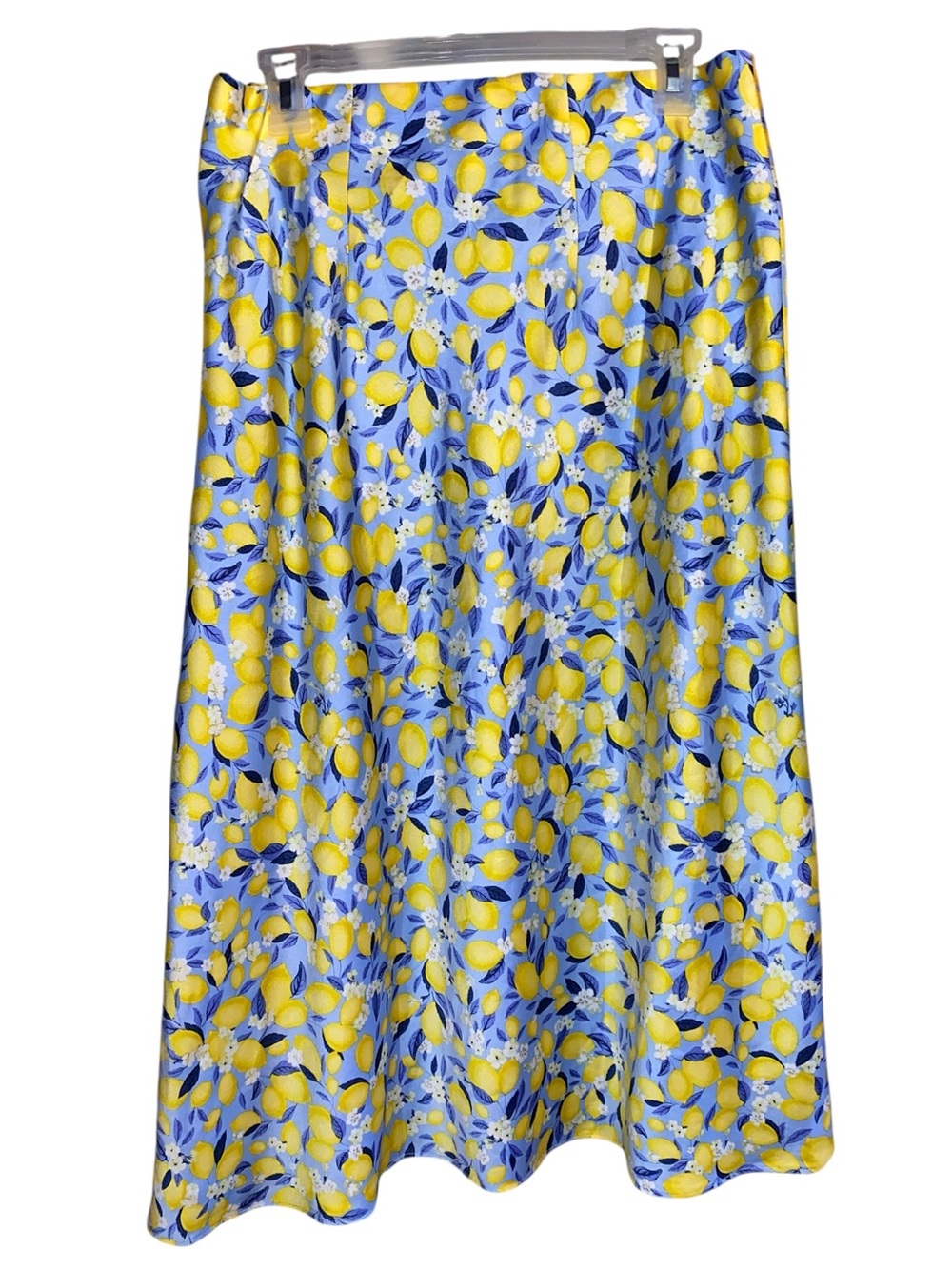 NWT Ann Taylor Blue/Yellow Lemon Midi Skirt, Size Medium - Picture 2 of 7